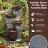 imageGiantex 32 Water Fountain Outdoor 4Tier Cascading Bowls Waterfall Fountain with Warm LED Lights amp Pump Outside Zen Water Feature for Patio Balcony Deck Garden Yard Decor32 4Tier