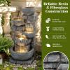 imageGiantex 32 Water Fountain Outdoor 4Tier Cascading Bowls Waterfall Fountain with Warm LED Lights amp Pump Outside Zen Water Feature for Patio Balcony Deck Garden Yard Decor33 5Tier