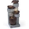 imageGiantex 32 Water Fountain Outdoor 4Tier Cascading Bowls Waterfall Fountain with Warm LED Lights amp Pump Outside Zen Water Feature for Patio Balcony Deck Garden Yard Decor32 4Tier