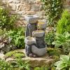 imageGiantex 32 Water Fountain Outdoor 4Tier Cascading Bowls Waterfall Fountain with Warm LED Lights amp Pump Outside Zen Water Feature for Patio Balcony Deck Garden Yard Decor175 5Tier