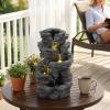 imageGiantex 32 Water Fountain Outdoor 4Tier Cascading Bowls Waterfall Fountain with Warm LED Lights amp Pump Outside Zen Water Feature for Patio Balcony Deck Garden Yard Decor18 5Tier