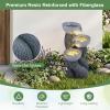 imageGiantex 32 Water Fountain Outdoor 4Tier Cascading Bowls Waterfall Fountain with Warm LED Lights amp Pump Outside Zen Water Feature for Patio Balcony Deck Garden Yard Decor185 3Tier