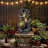 imageGiantex 32 Water Fountain Outdoor 4Tier Cascading Bowls Waterfall Fountain with Warm LED Lights amp Pump Outside Zen Water Feature for Patio Balcony Deck Garden Yard Decor18 5Tier