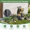 imageGiantex 32 Water Fountain Outdoor 4Tier Cascading Bowls Waterfall Fountain with Warm LED Lights amp Pump Outside Zen Water Feature for Patio Balcony Deck Garden Yard Decor175 5Tier