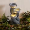imageGiantex 32 Water Fountain Outdoor 4Tier Cascading Bowls Waterfall Fountain with Warm LED Lights amp Pump Outside Zen Water Feature for Patio Balcony Deck Garden Yard Decor185 3Tier