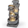 imageGiantex 32 Water Fountain Outdoor 4Tier Cascading Bowls Waterfall Fountain with Warm LED Lights amp Pump Outside Zen Water Feature for Patio Balcony Deck Garden Yard Decor33 5Tier