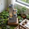 imageGiantex 32 Water Fountain Outdoor 4Tier Cascading Bowls Waterfall Fountain with Warm LED Lights amp Pump Outside Zen Water Feature for Patio Balcony Deck Garden Yard Decor23 4tier