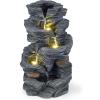 imageGiantex 32 Water Fountain Outdoor 4Tier Cascading Bowls Waterfall Fountain with Warm LED Lights amp Pump Outside Zen Water Feature for Patio Balcony Deck Garden Yard Decor18 5Tier