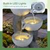 imageGiantex 32 Water Fountain Outdoor 4Tier Cascading Bowls Waterfall Fountain with Warm LED Lights amp Pump Outside Zen Water Feature for Patio Balcony Deck Garden Yard Decor185 3Tier