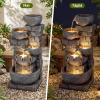 imageGiantex 32 Water Fountain Outdoor 4Tier Cascading Bowls Waterfall Fountain with Warm LED Lights amp Pump Outside Zen Water Feature for Patio Balcony Deck Garden Yard Decor33 5Tier