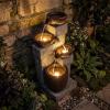 imageGiantex 32 Water Fountain Outdoor 4Tier Cascading Bowls Waterfall Fountain with Warm LED Lights amp Pump Outside Zen Water Feature for Patio Balcony Deck Garden Yard Decor32 4Tier