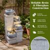 imageGiantex 32 Water Fountain Outdoor 4Tier Cascading Bowls Waterfall Fountain with Warm LED Lights amp Pump Outside Zen Water Feature for Patio Balcony Deck Garden Yard Decor23 4tier