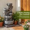 imageGiantex 32 Water Fountain Outdoor 4Tier Cascading Bowls Waterfall Fountain with Warm LED Lights amp Pump Outside Zen Water Feature for Patio Balcony Deck Garden Yard Decor33 5Tier