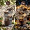 imageGiantex 32 Water Fountain Outdoor 4Tier Cascading Bowls Waterfall Fountain with Warm LED Lights amp Pump Outside Zen Water Feature for Patio Balcony Deck Garden Yard Decor32 4Tier