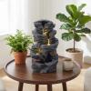 imageGiantex 32 Water Fountain Outdoor 4Tier Cascading Bowls Waterfall Fountain with Warm LED Lights amp Pump Outside Zen Water Feature for Patio Balcony Deck Garden Yard Decor18 5Tier