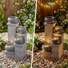 imageGiantex 32 Water Fountain Outdoor 4Tier Cascading Bowls Waterfall Fountain with Warm LED Lights amp Pump Outside Zen Water Feature for Patio Balcony Deck Garden Yard Decor23 4tier