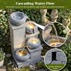 imageGiantex 32 Water Fountain Outdoor 4Tier Cascading Bowls Waterfall Fountain with Warm LED Lights amp Pump Outside Zen Water Feature for Patio Balcony Deck Garden Yard Decor23 4tier
