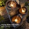 imageGiantex 32 Water Fountain Outdoor 4Tier Cascading Bowls Waterfall Fountain with Warm LED Lights amp Pump Outside Zen Water Feature for Patio Balcony Deck Garden Yard Decor32 4Tier