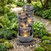imageGiantex 32 Water Fountain Outdoor 4Tier Cascading Bowls Waterfall Fountain with Warm LED Lights amp Pump Outside Zen Water Feature for Patio Balcony Deck Garden Yard Decor33 5Tier