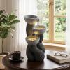 imageGiantex 32 Water Fountain Outdoor 4Tier Cascading Bowls Waterfall Fountain with Warm LED Lights amp Pump Outside Zen Water Feature for Patio Balcony Deck Garden Yard Decor185 3Tier