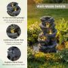 imageGiantex 32 Water Fountain Outdoor 4Tier Cascading Bowls Waterfall Fountain with Warm LED Lights amp Pump Outside Zen Water Feature for Patio Balcony Deck Garden Yard Decor18 5Tier