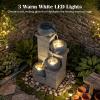 imageGiantex 32 Water Fountain Outdoor 4Tier Cascading Bowls Waterfall Fountain with Warm LED Lights amp Pump Outside Zen Water Feature for Patio Balcony Deck Garden Yard Decor23 4tier