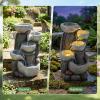 imageGiantex 32 Water Fountain Outdoor 4Tier Cascading Bowls Waterfall Fountain with Warm LED Lights amp Pump Outside Zen Water Feature for Patio Balcony Deck Garden Yard Decor175 5Tier