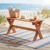 imageGiantex 36 Wood Outdoor Bench Backless Patio Bench with Slatted Seat amp Solid Wood Frame Teak Oil Coating 660 lbs Capacity Outside Wooden Garden Bench for Patio Porch Park Entryway2