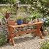 imageGiantex 36 Wood Outdoor Bench Backless Patio Bench with Slatted Seat amp Solid Wood Frame Teak Oil Coating 660 lbs Capacity Outside Wooden Garden Bench for Patio Porch Park Entryway2