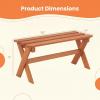 imageGiantex 36 Wood Outdoor Bench Backless Patio Bench with Slatted Seat amp Solid Wood Frame Teak Oil Coating 660 lbs Capacity Outside Wooden Garden Bench for Patio Porch Park Entryway2