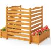 imageGiantex 3Panel Air Conditioner Fence with Planter Box 40H NoDig Wooden Privacy Screen for AC Unit Trash Can amp Pool Equipment Enclosure Slatted Outdoor Garden Fence for Patio Backyard3 Panels 34W x 40H