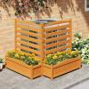 imageGiantex 3Panel Air Conditioner Fence with Planter Box 40H NoDig Wooden Privacy Screen for AC Unit Trash Can amp Pool Equipment Enclosure Slatted Outdoor Garden Fence for Patio Backyard4 Panels 34W x 40H