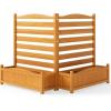 imageGiantex 3Panel Air Conditioner Fence with Planter Box 40H NoDig Wooden Privacy Screen for AC Unit Trash Can amp Pool Equipment Enclosure Slatted Outdoor Garden Fence for Patio Backyard2 Panels 34w X 40h