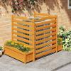 imageGiantex 3Panel Air Conditioner Fence with Planter Box 40H NoDig Wooden Privacy Screen for AC Unit Trash Can amp Pool Equipment Enclosure Slatted Outdoor Garden Fence for Patio Backyard6 Panels 34W x 40H
