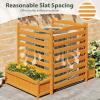 imageGiantex 3Panel Air Conditioner Fence with Planter Box 40H NoDig Wooden Privacy Screen for AC Unit Trash Can amp Pool Equipment Enclosure Slatted Outdoor Garden Fence for Patio Backyard3 Panels 34W x 40H