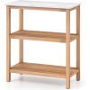 imageGiantex 3Tier Outdoor Potting Bench Acacia Wood Planting Workstation with Faux Marble Tabletop Open Storage Shelves 300LBS Capacity Garden Potting Table for Horticulture