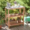 imageGiantex 3Tier Outdoor Potting Bench Acacia Wood Planting Workstation with Faux Marble Tabletop Open Storage Shelves 300LBS Capacity Garden Potting Table for Horticulture