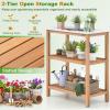 imageGiantex 3Tier Outdoor Potting Bench Acacia Wood Planting Workstation with Faux Marble Tabletop Open Storage Shelves 300LBS Capacity Garden Potting Table for Horticulture