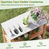 imageGiantex 3Tier Outdoor Potting Bench Acacia Wood Planting Workstation with Faux Marble Tabletop Open Storage Shelves 300LBS Capacity Garden Potting Table for Horticulture