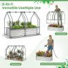 imageGiantex 3in1 Metal Raised Garden Bed with Greenhouse Cover 6x3x4 FT Metal Elevated Outdoor Planter Box with RollUp Windows Open Base Grow Box for Vegetables Flowers and Herbs BlackSilver