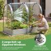 imageGiantex 3in1 Metal Raised Garden Bed with Greenhouse Cover 6x3x4 FT Metal Elevated Outdoor Planter Box with RollUp Windows Open Base Grow Box for Vegetables Flowers and Herbs BlackSilver