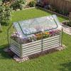 imageGiantex 3in1 Metal Raised Garden Bed with Greenhouse Cover 6x3x4 FT Metal Elevated Outdoor Planter Box with RollUp Windows Open Base Grow Box for Vegetables Flowers and Herbs BlackSilver