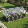imageGiantex 3in1 Metal Raised Garden Bed with Greenhouse Cover 6x3x4 FT Metal Elevated Outdoor Planter Box with RollUp Windows Open Base Grow Box for Vegetables Flowers and Herbs BlackBlack