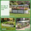 imageGiantex 3in1 Metal Raised Garden Bed with Greenhouse Cover 6x3x4 FT Metal Elevated Outdoor Planter Box with RollUp Windows Open Base Grow Box for Vegetables Flowers and Herbs BlackSilver