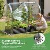 imageGiantex 3in1 Metal Raised Garden Bed with Greenhouse Cover 6x3x4 FT Metal Elevated Outdoor Planter Box with RollUp Windows Open Base Grow Box for Vegetables Flowers and Herbs BlackBlack