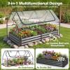 imageGiantex 3in1 Metal Raised Garden Bed with Greenhouse Cover 6x3x4 FT Metal Elevated Outdoor Planter Box with RollUp Windows Open Base Grow Box for Vegetables Flowers and Herbs BlackBlack