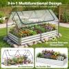 imageGiantex 3in1 Metal Raised Garden Bed with Greenhouse Cover 6x3x4 FT Metal Elevated Outdoor Planter Box with RollUp Windows Open Base Grow Box for Vegetables Flowers and Herbs BlackSilver