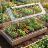 imageGiantex 3in1 Metal Raised Garden Bed with Greenhouse Cover 6x3x4 FT Metal Elevated Outdoor Planter Box with RollUp Windows Open Base Grow Box for Vegetables Flowers and Herbs BlackSilver