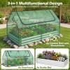 imageGiantex 3in1 Metal Raised Garden Bed with Greenhouse Cover 6x3x4 FT Metal Elevated Outdoor Planter Box with RollUp Windows Open Base Grow Box for Vegetables Flowers and Herbs BlackGreen