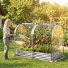 imageGiantex 3in1 Metal Raised Garden Bed with Greenhouse Cover 6x3x4 FT Metal Elevated Outdoor Planter Box with RollUp Windows Open Base Grow Box for Vegetables Flowers and Herbs BlackSilver